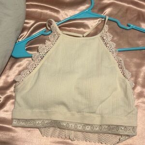 pretty in pink Dillards crop top! With built in bra!!